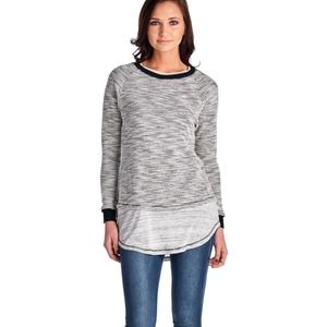 Crew neck slim french terry shirt tail pullover